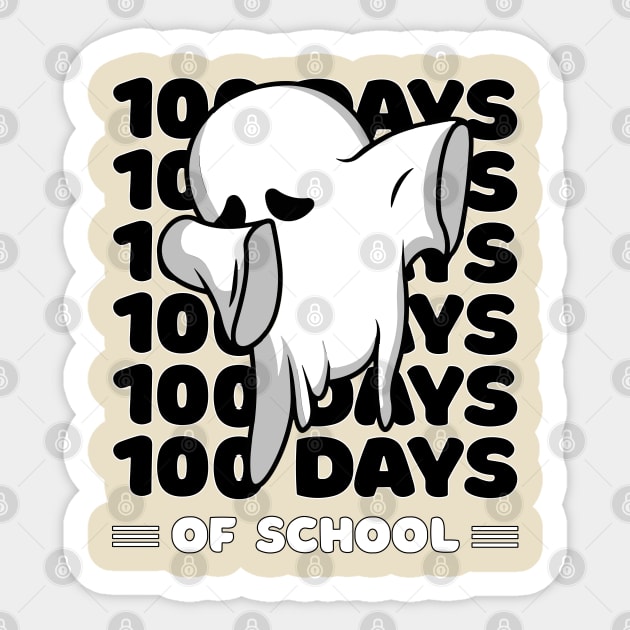 100 Days of school typography featuring a Cute Dabbing ghost #3 Sticker by XYDstore